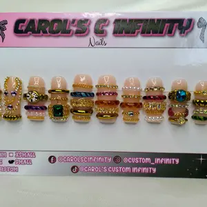 Long Square Bangles Nails with Elegant Rhinestone Accents and Pearl Details for Stylish Manicure