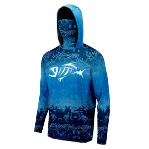 Fishing Hoodie Shirts with Mask Men Long Sleeve Sweatshirt Uv Protection Moisture Wicking Fishing Clothing