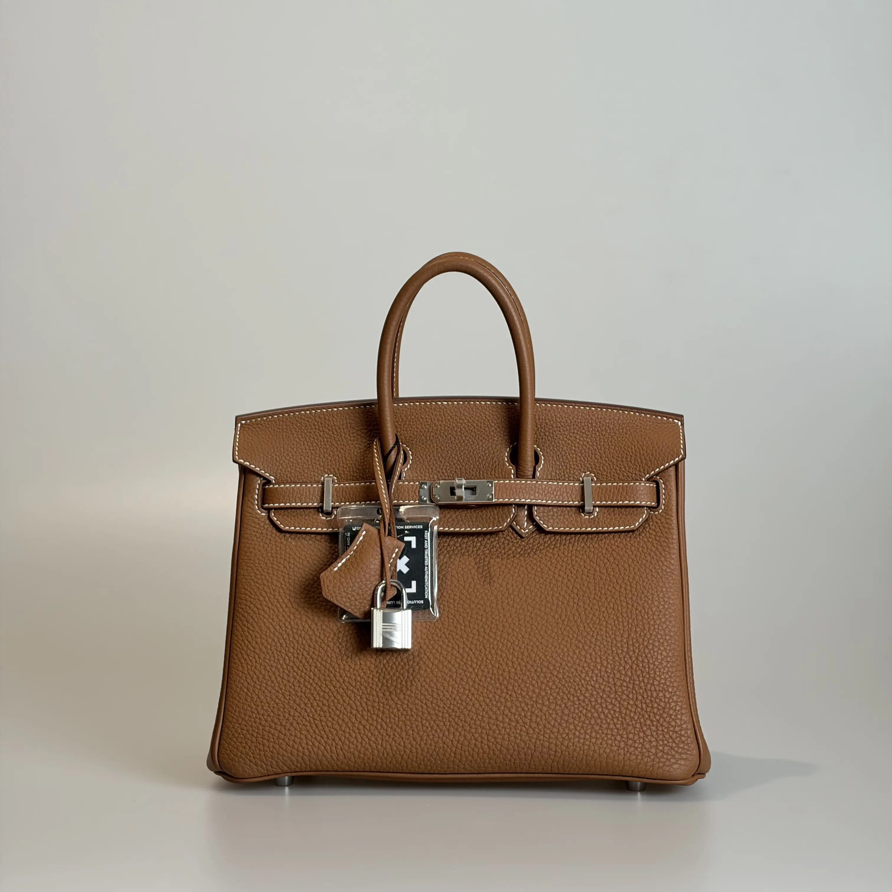 Pre-owned HERMÈS Togo Top Handle Bag Birkin 25 Gold Silver tone Clasp 36091320 Sold As Is / Final Sale