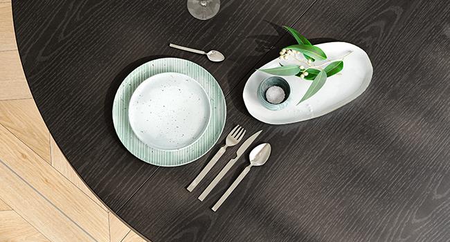 【DealsforYouDays】ONBRILL 47 Inch Round Dining Table for 4, Circle Kitchen Table with Wood Strip Base, Modern Farmhouse Dinner Tables for Kitchen, Living Room