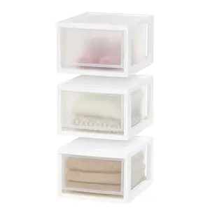 Plastic Drawer Storage Organizers, 3-Pack – Stackable Units with Sliding Drawers for Bedroom, Kitchen, Bathroom, Office, Pantry, Craft Room, and Dorm Storage (White)