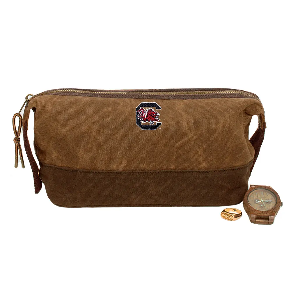 South Carolina Gamecocks Waxed Canvas Dopp Kit | Brown