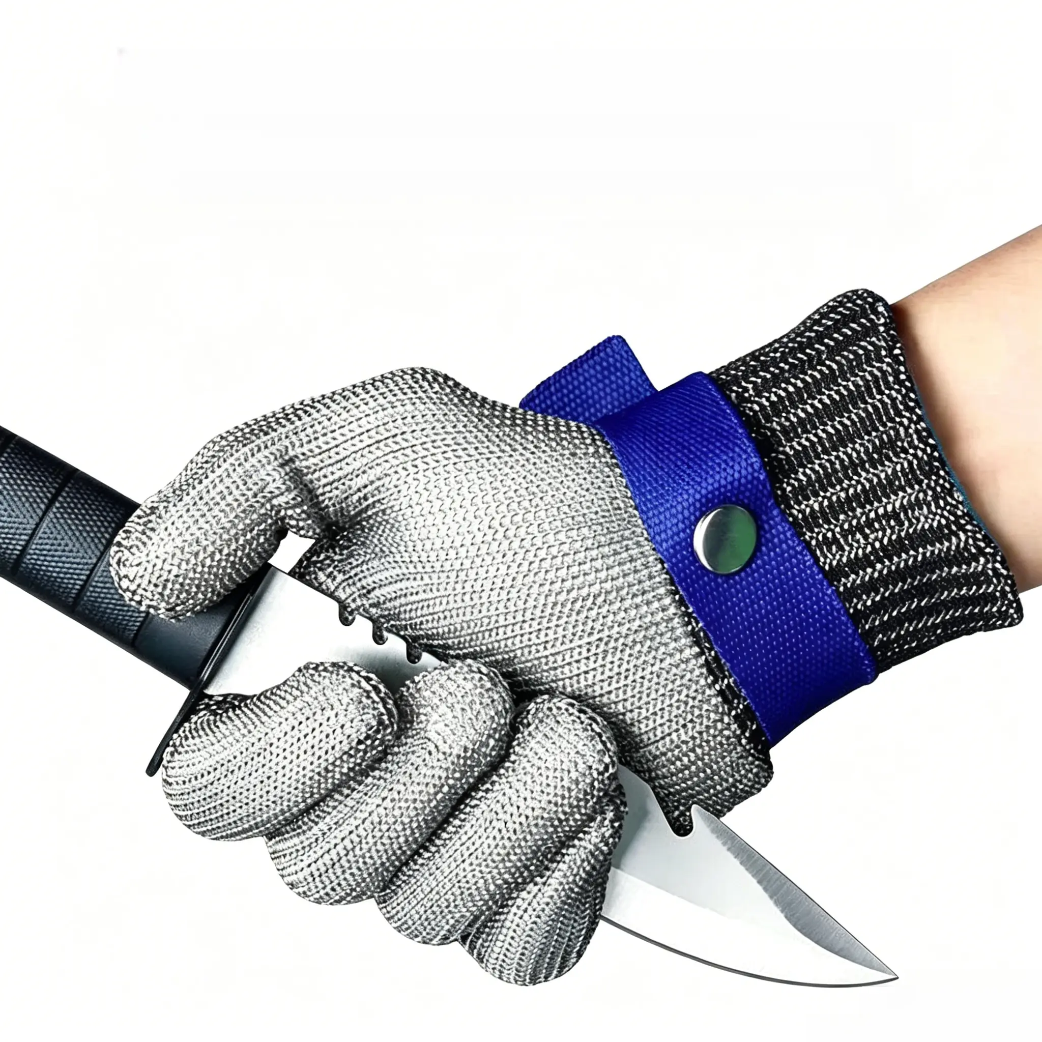 KEZHIDE 2PCS Stainless Steel Gloves Anti-cut Safety Cut Resistant Hand Protective Metal Meat Mesh Glove for Butcher Wire Knife Proof Stab