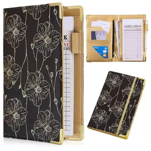 Server Books for Waitress with Money Pocket Leather Book with Zipper Wallet Serving Organizer