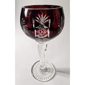 Cut to clear vintage ruby glass cordial / Sherry