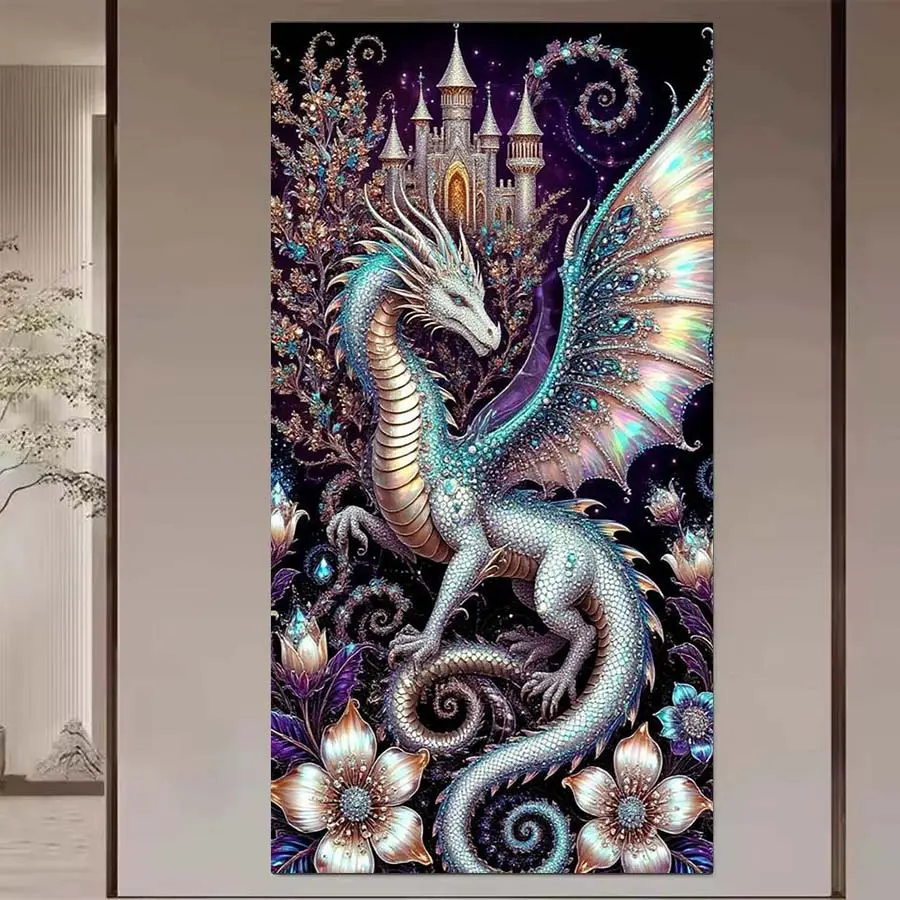 1 set DIY diamond painting kit, 5D diamond art set, DIY decoration dragon, castle, floral mosaic, diamond art, DIY art home decor, Wall Art Painting, Diamond Art Tools