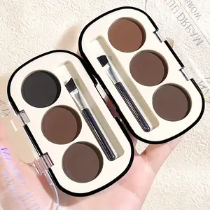 Three-color eyebrow powder palette with brow brush, waterproof and sweatproof, natural color eyebrow powder that lasts and doesn’t fade — cosmetics
