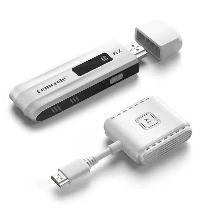 Lemorele 1080p@60hz Wireless HDMI Connector Adapter Kit, 2.4g/5.8g Wi-Fi Low-Latency Plug-and-Play Accessory with USB-C Port & Wired Functionality