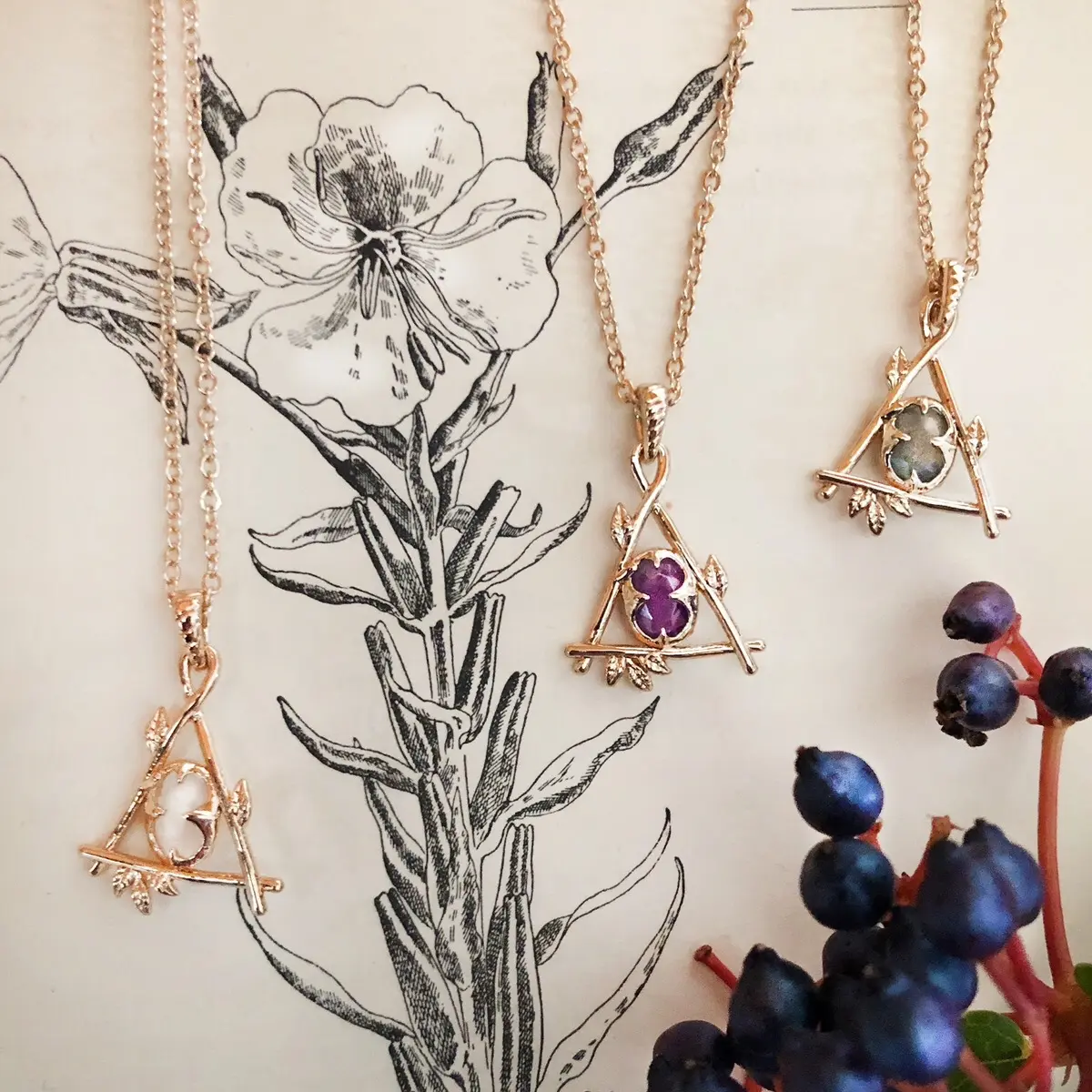 Memento Mori Designs NYC -The Fae Necklace- Labradorite - Amethyst - Crystal Quartz- jewelry