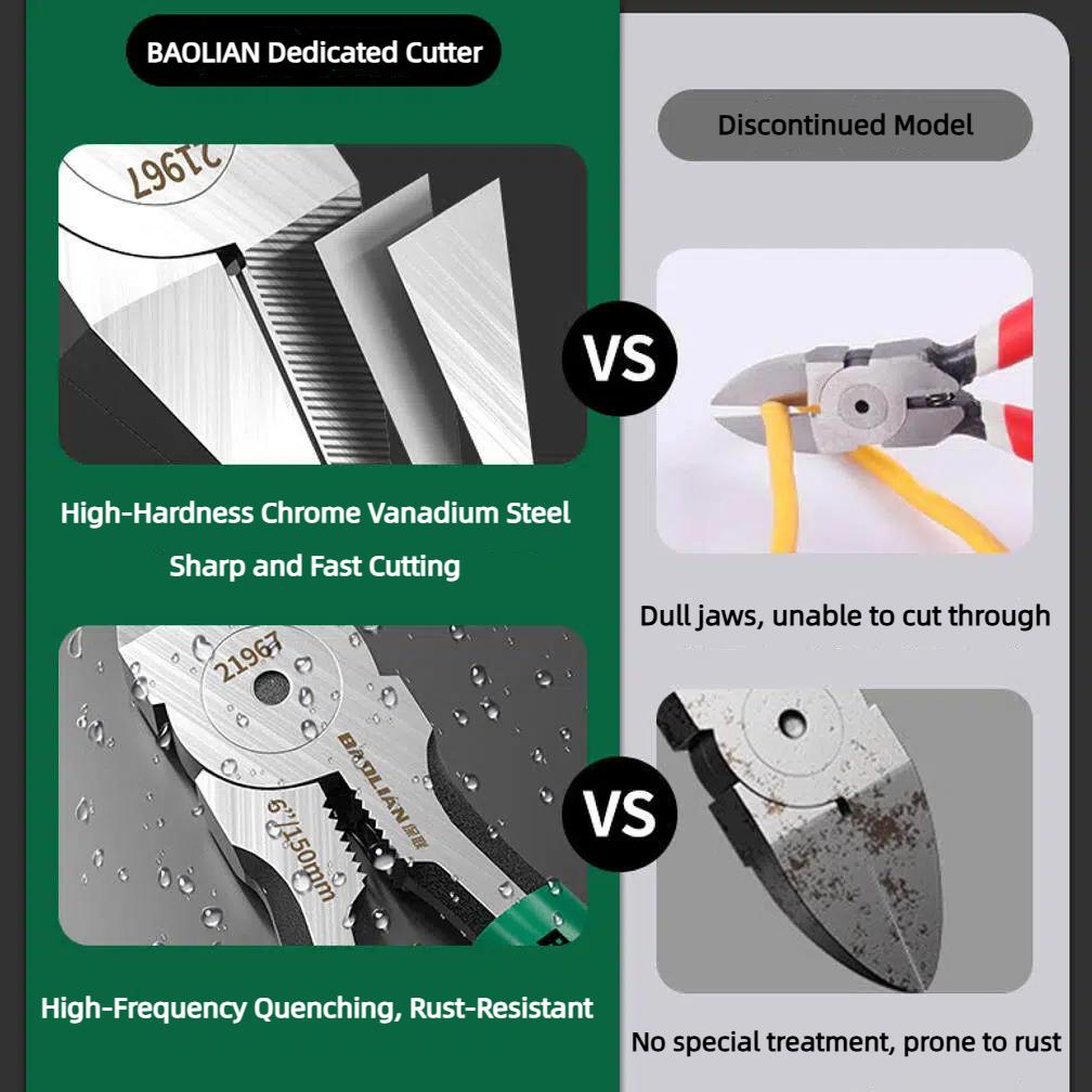 Multi-Functional Wire Cutter Pliers, Angled Diagonal Wire Cutting Tool for Electricians, High Hardness CR-V Steel Sharp Pliers for Soft Wires, Circuit Boards, Model Trimming, Plastic Parts, Electronic Components and Cable Ties