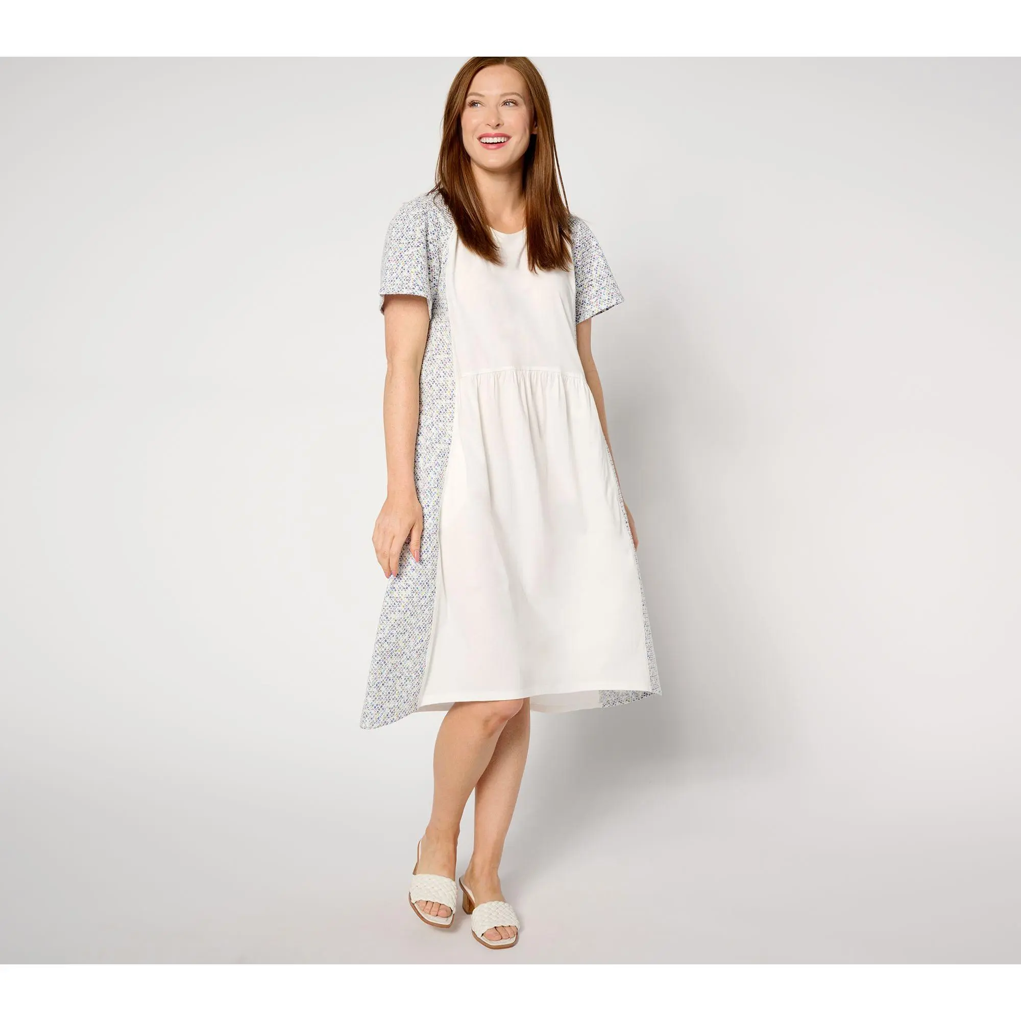 LOGO by Lori Goldstein Regular Dress with Schiffli Embroidery