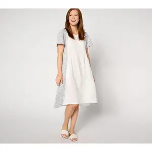 LOGO by Lori Goldstein Regular Dress with Schiffli Embroidery