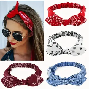 A Paisley Print Bohemian Headband Suitable for Women And, Featuring a Vintage Bow And Elastic Design, Perfect for Everyday Workouts