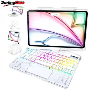 DarlingCase 360 Swivel Y2K iPad Keyboard Case with 7-Color Backlight Transparent Shell for 2022 iPad 10th Gen 10.9in and iPad 11th Gen 11in Perfect for College Note Taking Wireless Cyberpunk RGB Christmas Gift Tablet Digital