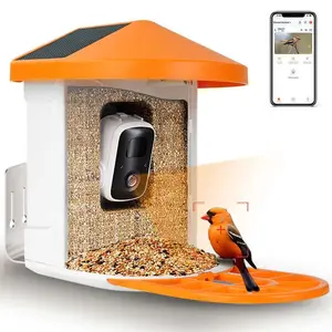 Avoras Solar Powered Bird Feeder with Camera, 1080P HD AI Smart Bird Recognition, Wireless Outdoor House-Shaped Bird House, Motion Detection, Waterproof WiFi Camera, Gift for Bird Lovers
