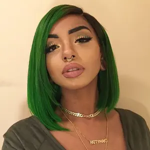 Grass Green Colored Short Bob Wigs 200% Density 13x4 Lace Front Human Hair Wig For Women Pre-Plucked Brazilian Straight Bob Wig