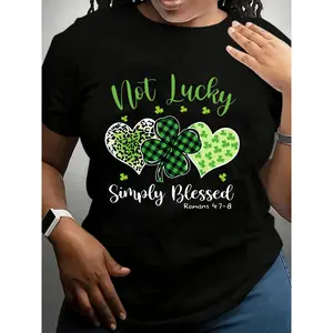 Short Sleeve Women's Crew Neck T-Shirt - Green, St. Patrick’s Day with Scripture & Shamrock