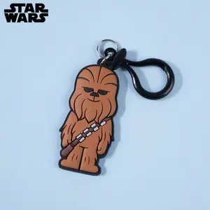 1PC Star Wars Officially Licensed Star Wars Chewbacca Soft Touch Bag Clip Cute Keyring Keychain Decoration Bag Hangings Key Chain Souvenir for Family Friends Fans Mother's Day Birthday Halloween Christmas Gifts