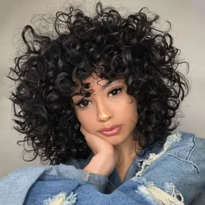 SummerVibes AISI HAIR Afro Wigs For Black Women Short Kinky Curly Full Wigs Synthetic Heat Resistant Wigs For African Women With Wig Cap Adjustable Straps Design Breathable