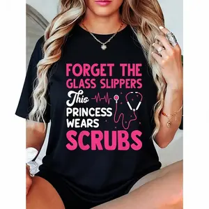 100% Cotton Funny Nurse Art For Women Girls RN Week Medical Caregiver T-Shirt