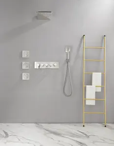 Hdmw Wall Durable Mounted Waterfall Rain Shower System With 3 Body Sprays & Handheld Shower