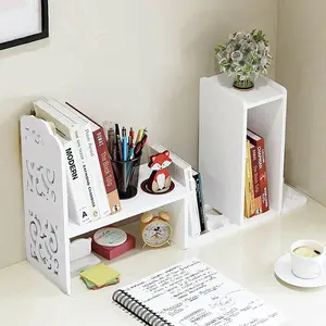 Small Bookshelf for Desktop Storage, Mini Cute Office Desk Shelves White Versatility Organizers for Women, Kids