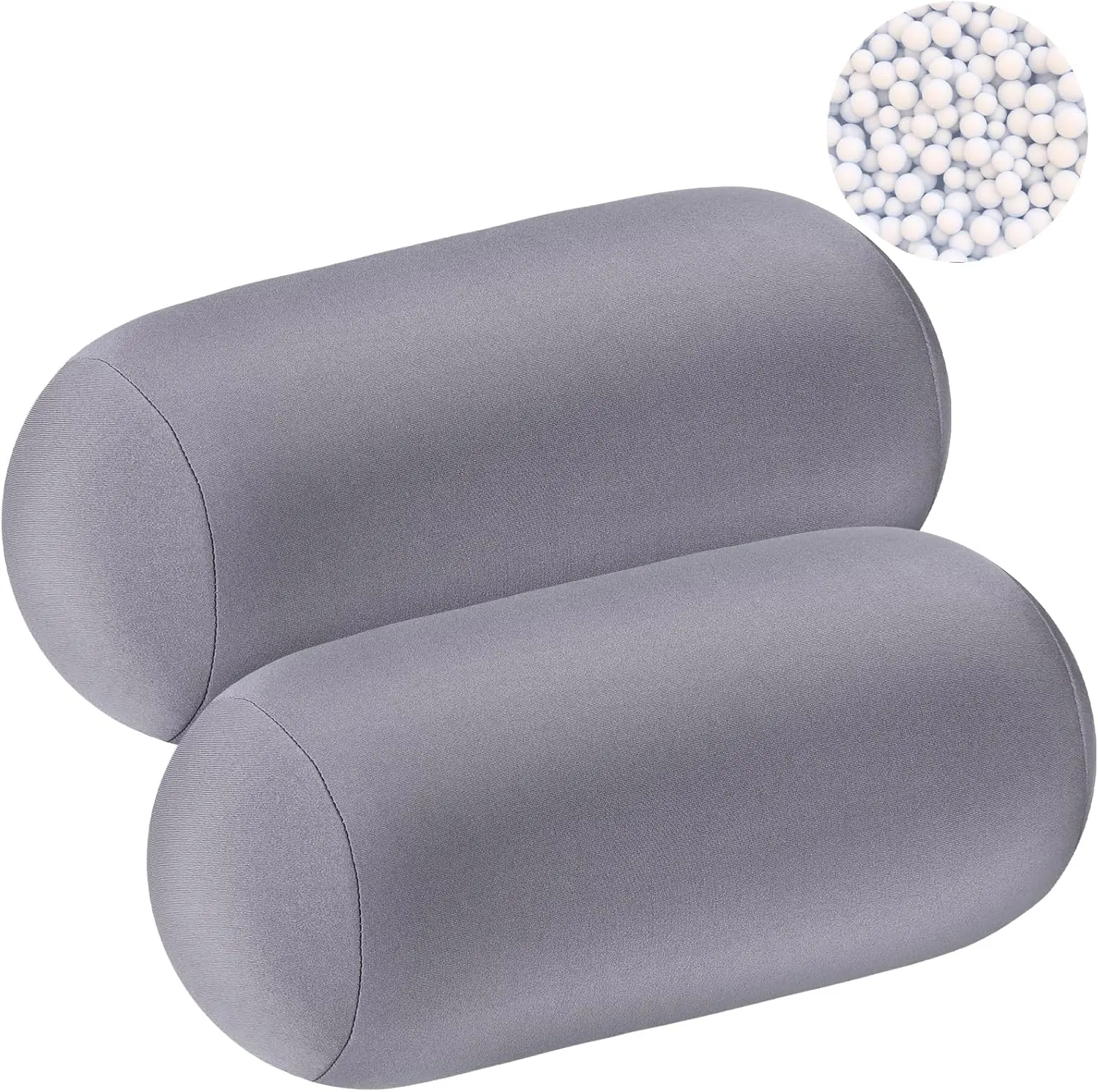 Pcs Microbead Roll Pillow .x .Inch oft Pillow Bolster Cylindrical Pillow Microbead Pillows for leeping Home Travel Neck Head Back upport Rest (Grey)