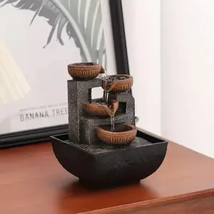 Resin Tabletop Waterfall Fountain, USB Powered Indoor Desktop Water Feature, Relaxing Feng Shui Decor, Low Voltage Operation <=36v, Modern Home Decoration, Home Decor Ornaments