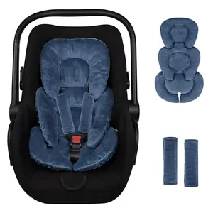 Infant Car Seat Insert Head and Body Support GFU Reversible Newborn Insert with Strap Pads Soft Stroller Cushion Pillow for Boys Girls Fits Carseat Stroller Swing Blue