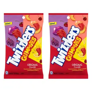 Twizlrs Gummies Candy, Cherry Fusion \u2013 Peach, Grape & Lemonade Blend, Soft & Chewy Fruit Twist, 7 oz Bags (2 Pack)