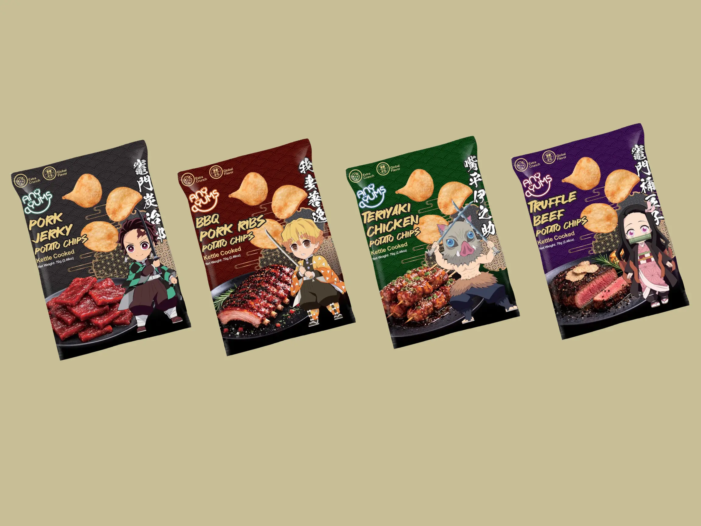 Demon Slayer Kettle Cooked Potato Chips Variety Pack