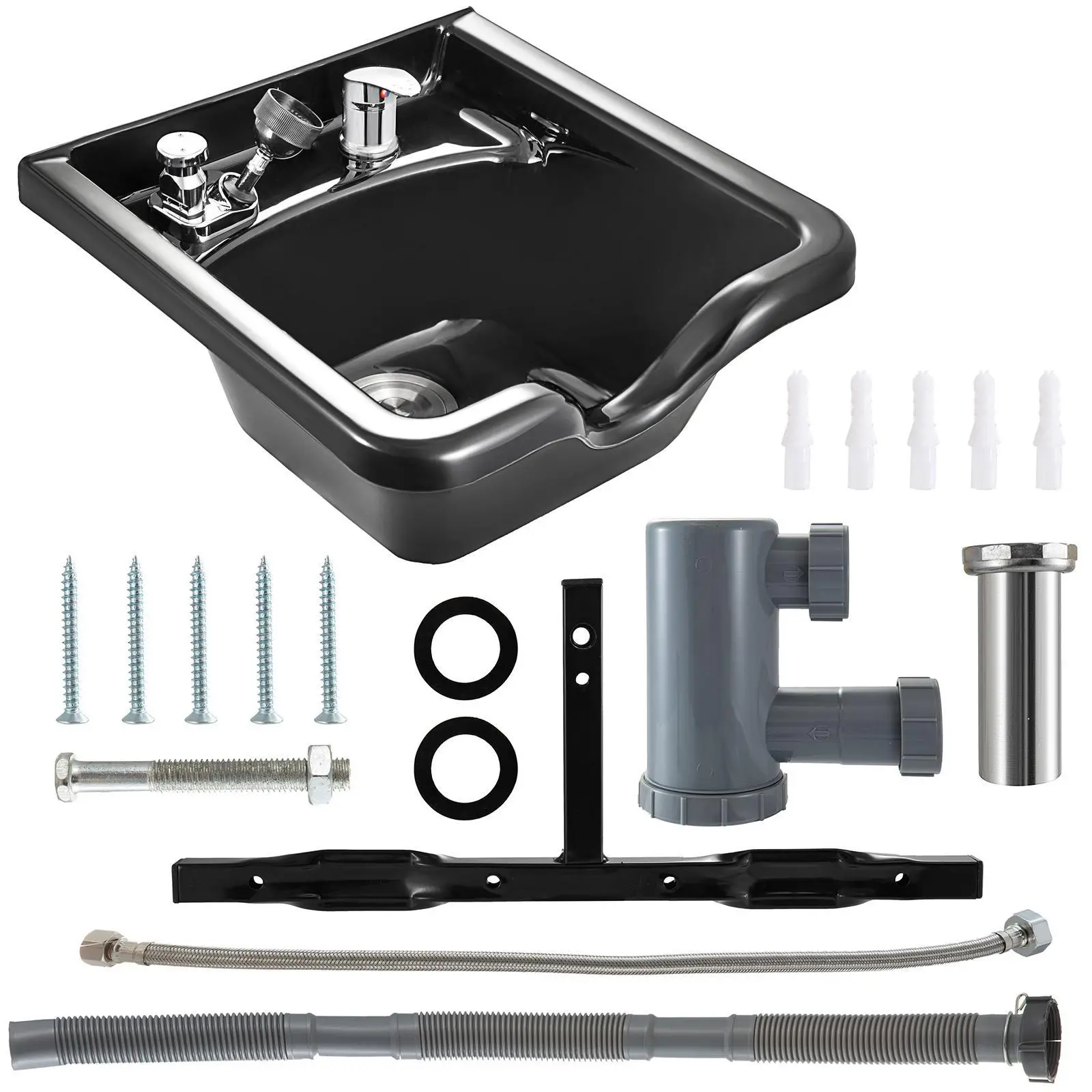 【SummerFinds】VEVOR Shampoo Basin,  , Black Hairdresser Sink Shampoo Bowl Sink,  ABS Plastic Salon and Spa Hair Washing Sink, Hair Backwash Basin Beauty Salon Equipment for Hair Stylists