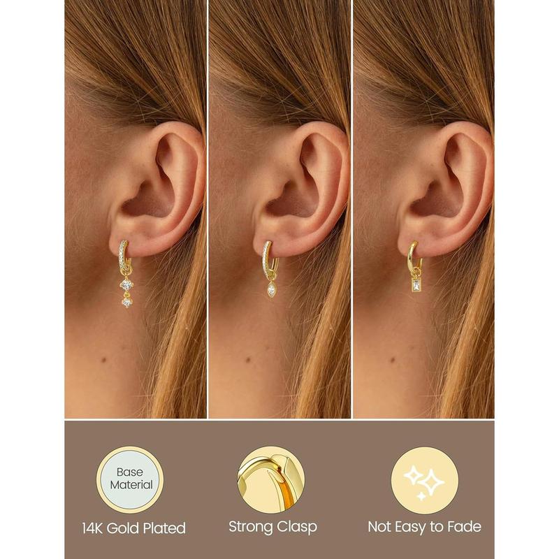 Small Gold Plated Hoop Earrings for Women with Charm - Hypoallergenic Cartilage Earring Sets for Multiple Piercing Sensitive Ears Silver Hoops Huggie Stud Earring Stacks Helix Conch Jewelry Small Gold Plated Hoop Earrings for Women with Charm - Hypoallergenic Cartilage Earring Sets for Multiple Piercing Sensitive Ears Silver Hoops Huggie Stud Earring Stacks Helix Conch Jewelry