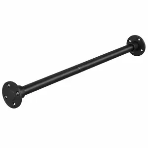 Black Shower Curtain Rod 28-62 Inch, Heavy Duty Industrial Curtain Rod for Bathroom Closet Window Doorway Bedroom Matte Black