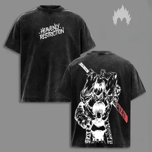 Maki Zenin X Toji Fushiguro Heavenly Restriction Duo Anime Shirt, Dark Anime Manga Line Art Streetwear T-Shirt, Cursed Energy Free Fighter Vintage Washed Oversized Tee, Minimal Brutal Anime Aesthetic Unisex Graphic Shirt