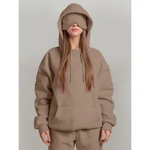 Women'S & Men'S Fleece-Lined Travel Hoodie with Eye Mask All-Season Soft Pink Pullover Sweatshirt Hidden Pocket & Adjustable Hood Long Sleeve Unisex Design for Airplane Mode Gym Commute & Casual Wear Cozy Fleece Interior Travel Essentials Hoodie