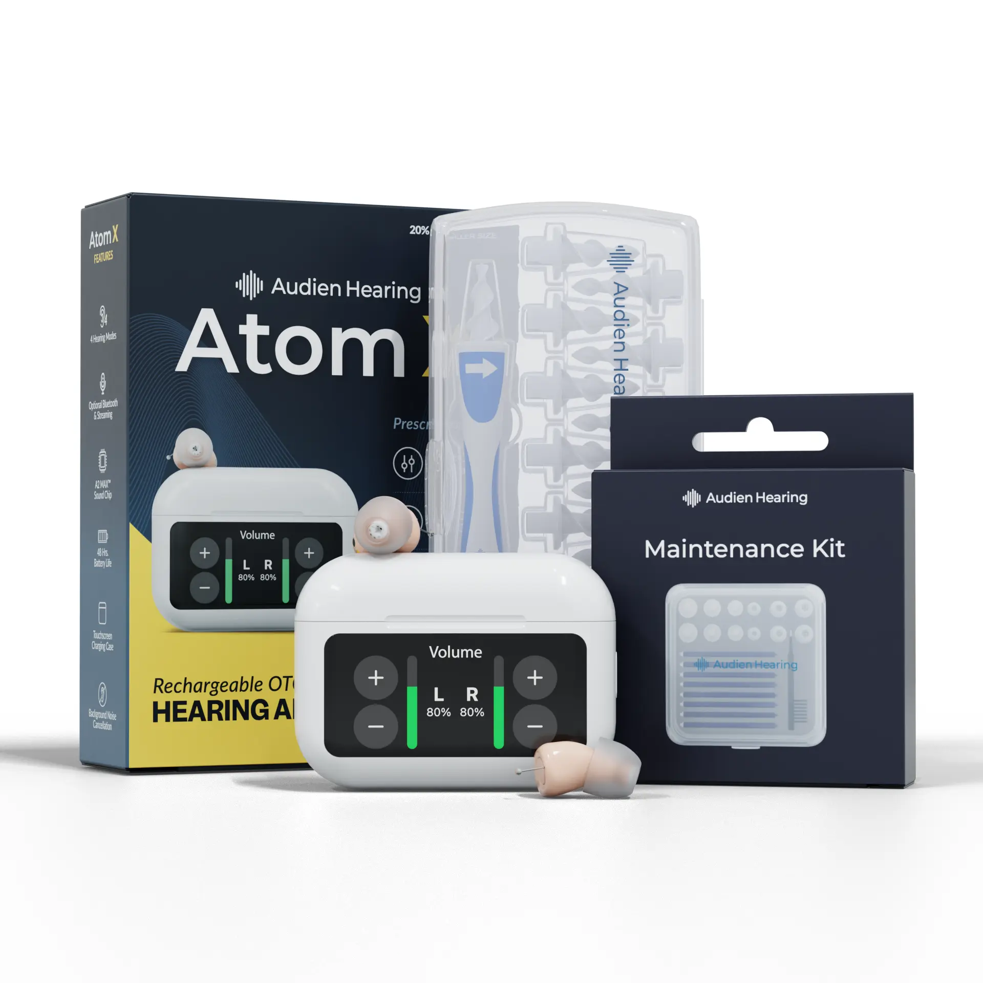 Audien Atom X Complete Care Bundle Audien Atom X Complete Care Bundle