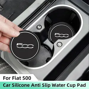 2pcs Non-slip Car Cup Holder Insert Coasters Pads for Fiat 500 500C 500X 500L Bottle Holder Coaster Auto Interior Cup Holder Mat