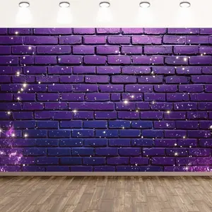 Purple Brick Wall Pattern Backdrop, 1 Count Photography Background Cloth, Indoor & Outdoor Background Decoration for Home & Office, Banners, Wall Hanging Backdrop