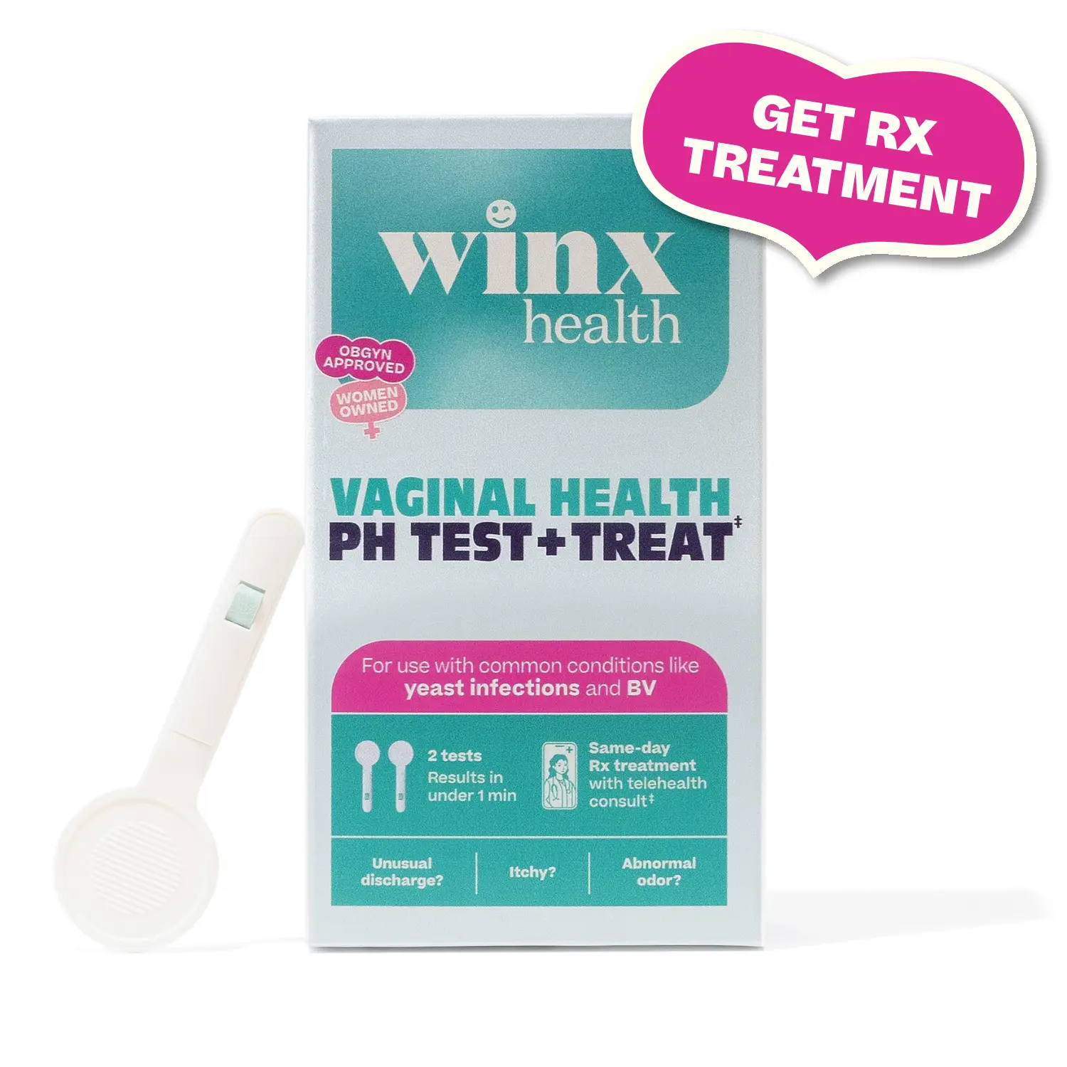 Feminine pH Tests with Sterile Swabs, 2 pH Tests - BV and Yeast Infection Kit