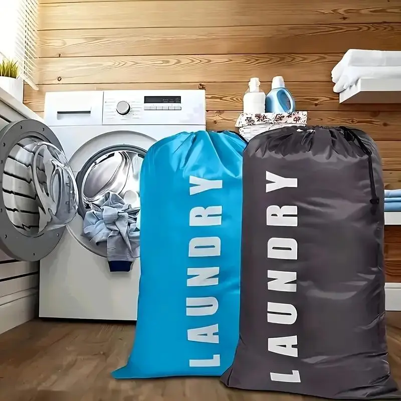 Laundry Wash Bag, 2 Counts Foldable Travel Drawstring Closure Laundry Accessory Bag, Non-woven Graphic Print Bra Hamper Liner for Home, Dorm, Camping, Household Items, Laundry Basket Bag, Laundry Bags
