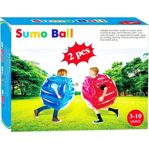 2PCS 24 Inch Inflatable Bumper Balls for Kids Aged 3-12, Sumo Bounce Balls for Outdoor Lawn Team Gaming Play, Blue+Red
