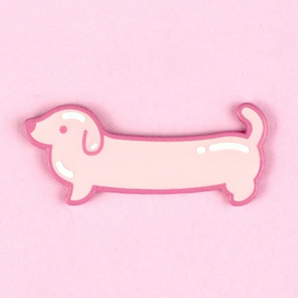 Weenie Dog Enamel Pin (Pink Balloon) - Dachshund Doxie Cute Dog Kawaii Brooch Pin