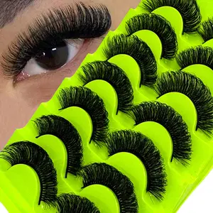 7 Pairs Russian Curl Eyelash Extensions, Artificial Mink Lashes, Cat Eye Style, Natural Look D Curl Voluminous False Lashes, High Quality Eyelashes