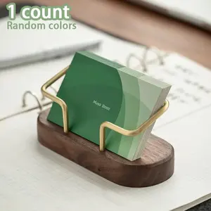 Wooden Business Card Holder, 1 Count Creative Space Saving Metal & Wood Design Card Holder, Desk Organizer for Home & Office, Office Desk Accessories