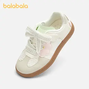 Balabala Kids Breathable Mesh Casual Sneakers with Floral Accent Lightweight Walking Shoes