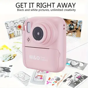 W&O Instant Print Camera With Print Paper - 48MP Digital Camera With Flash, MP4, Puzzle Game, 32G TF Card And Card Reader, Outdoor Photography Mini Digital Camera Printer With 2.4'' 1080P FHD Cartoon Photo Mini Camera - Great Birthday Christmas Gift