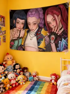 Stylish Manga-style Backdrop with Bold Colors, Unique Fashion & Eye-catching Accessories - Ideal for Anime Parties, Girls’ Room Decor & Girl Birthday Presents