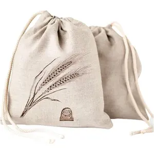 Linen  Bag -  Linen Bags for Homemade  & Sourdough | Cloth Bags for Sourdough, Artisan Loaves, & Pastries | Unbleached  Fabric with Drawstring Closure, 2-Pack, 11 x 15"