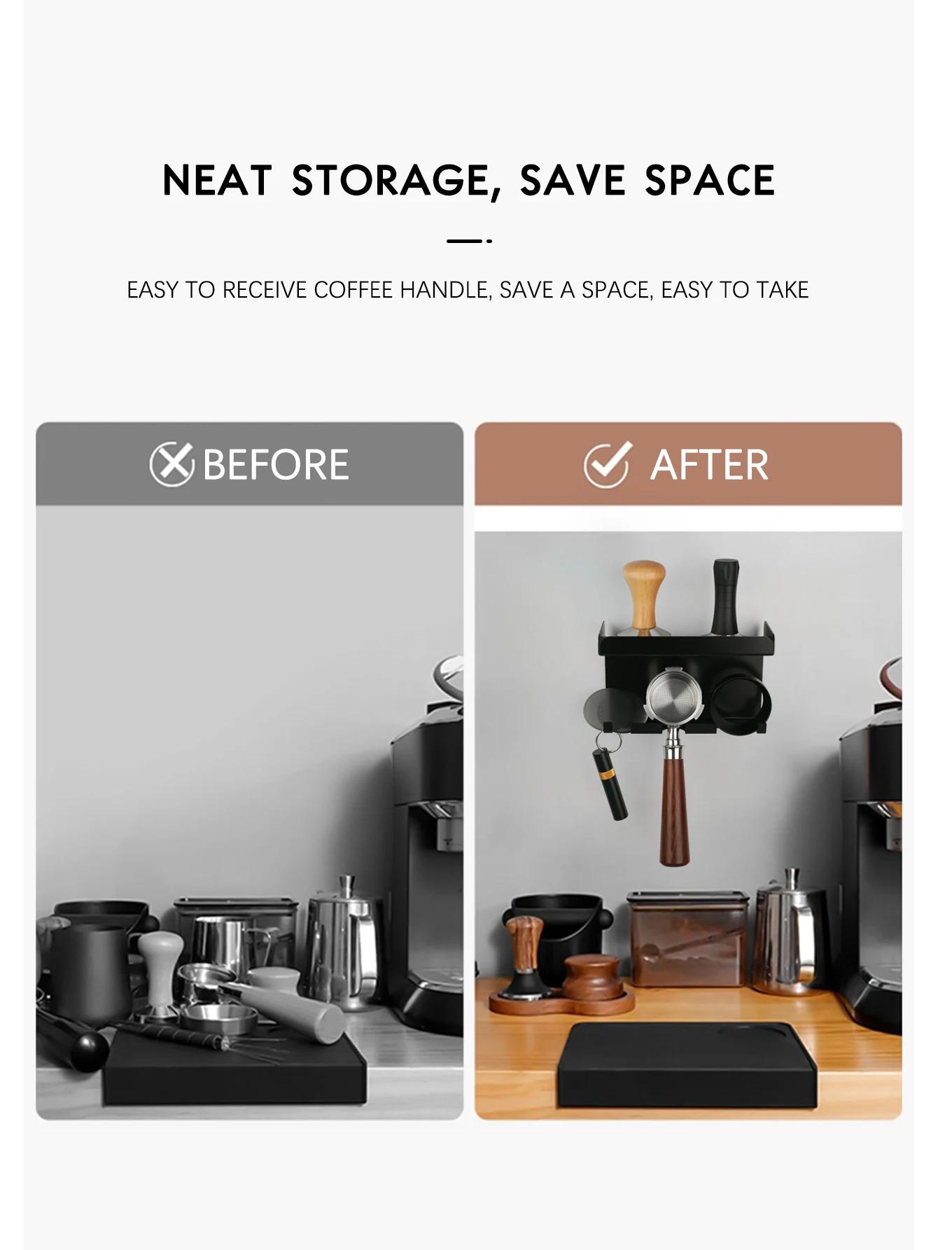 Coffee Tamping Station All in One Coffee Tools Holder Coffee Tamping Station Hammer Hanger Storage Rack For Home Restaurant Cafe